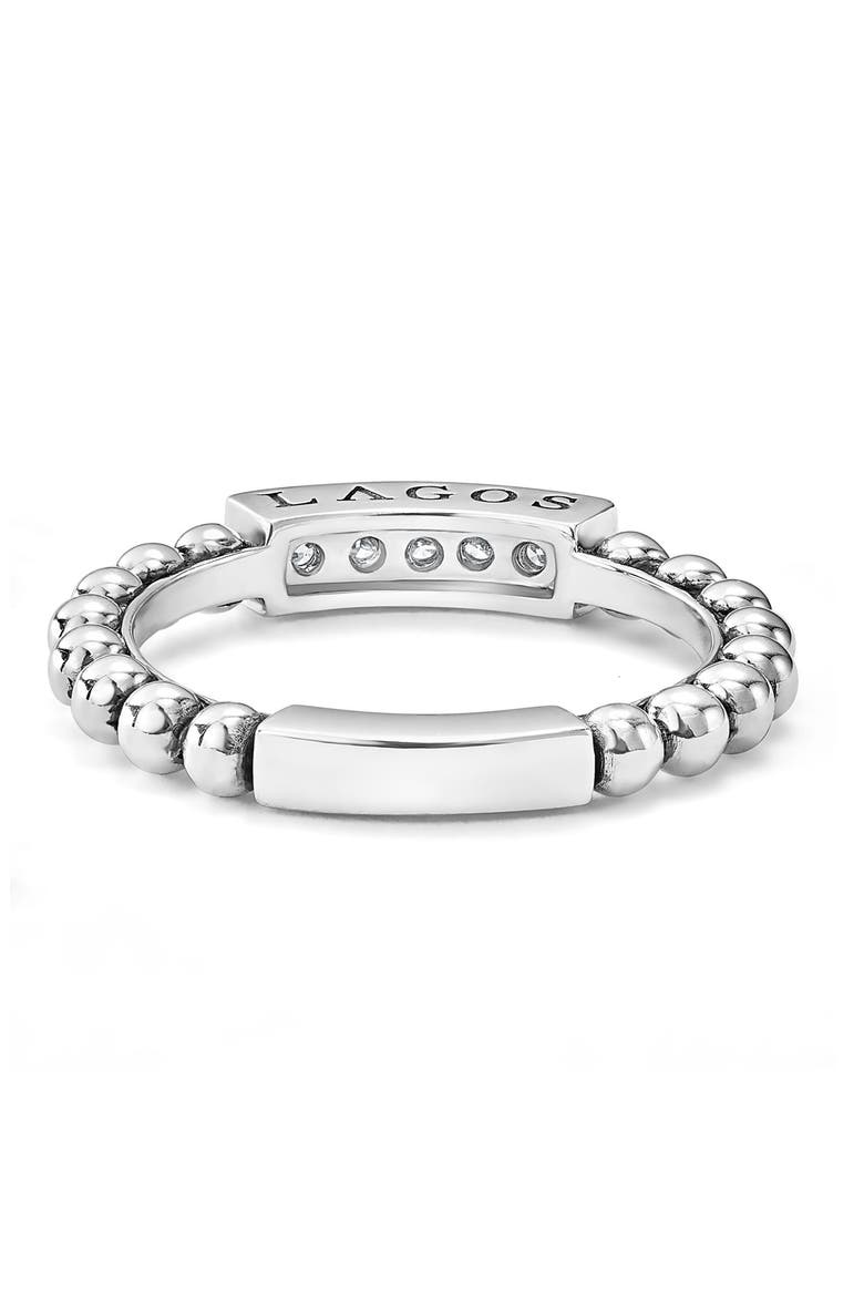Caviar Icon Spark Diamond Stacking Ring, Alternate, color, SIVER/DIAMOND