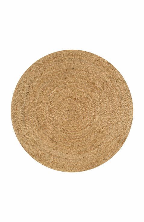 Soleil Round Natural Jute Braided Circle Natural Round Area Rug