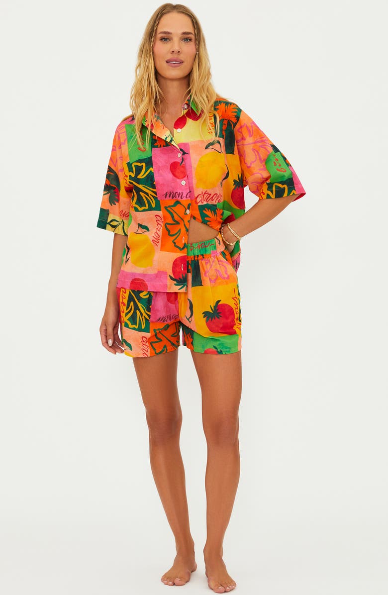 Beach Riot Rayah Cover-Up Shorts, Alternate, color, Fruit Market