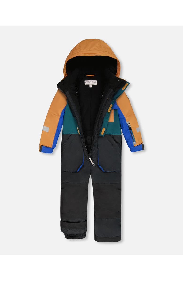 Deux par Deux One-Piece Play Snowsuit Colorblocked, Alternate, color, Black