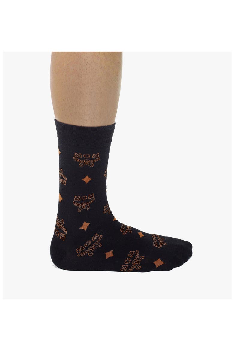 Monogram Knit Socks, Alternate, color, BLACK