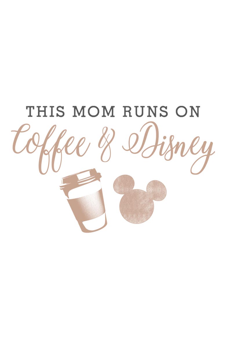 Junior's Mickey & Friends This Mom Runs On Coffee  Graphic T-Shirt, Alternate, color, White