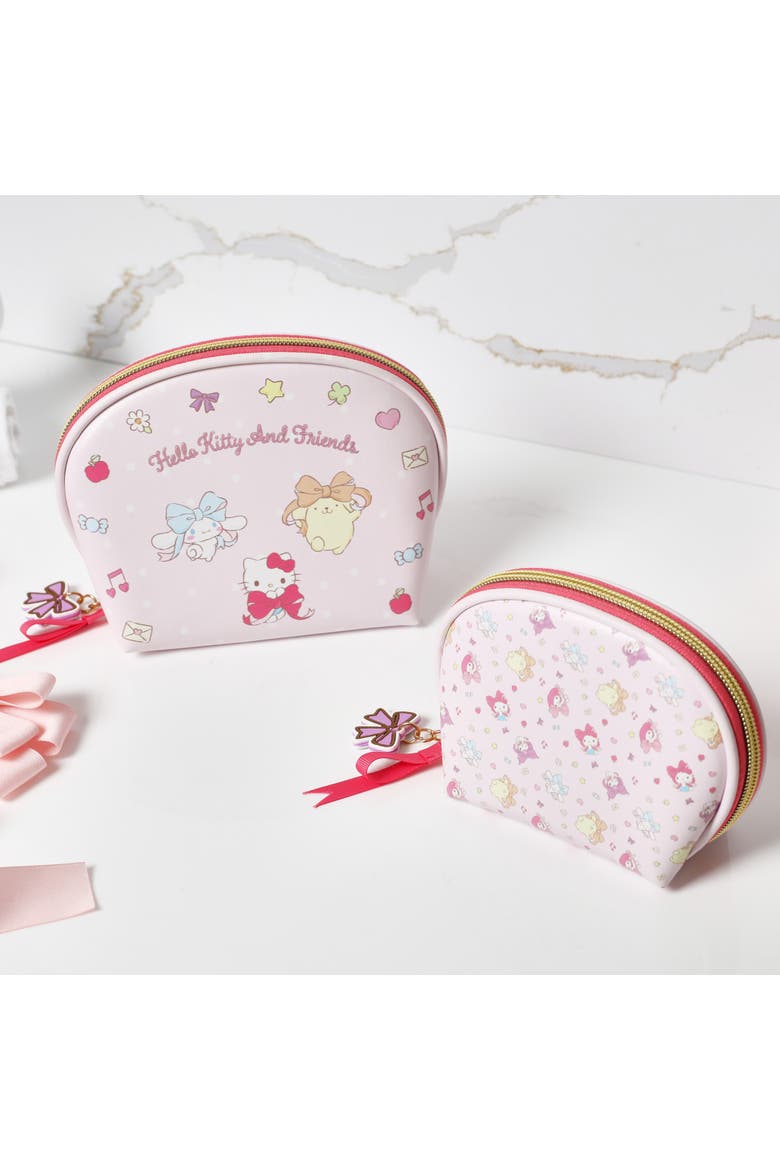 Large and Small Dome Cosmetic Travel Bag Set, Alternate, color, Pink