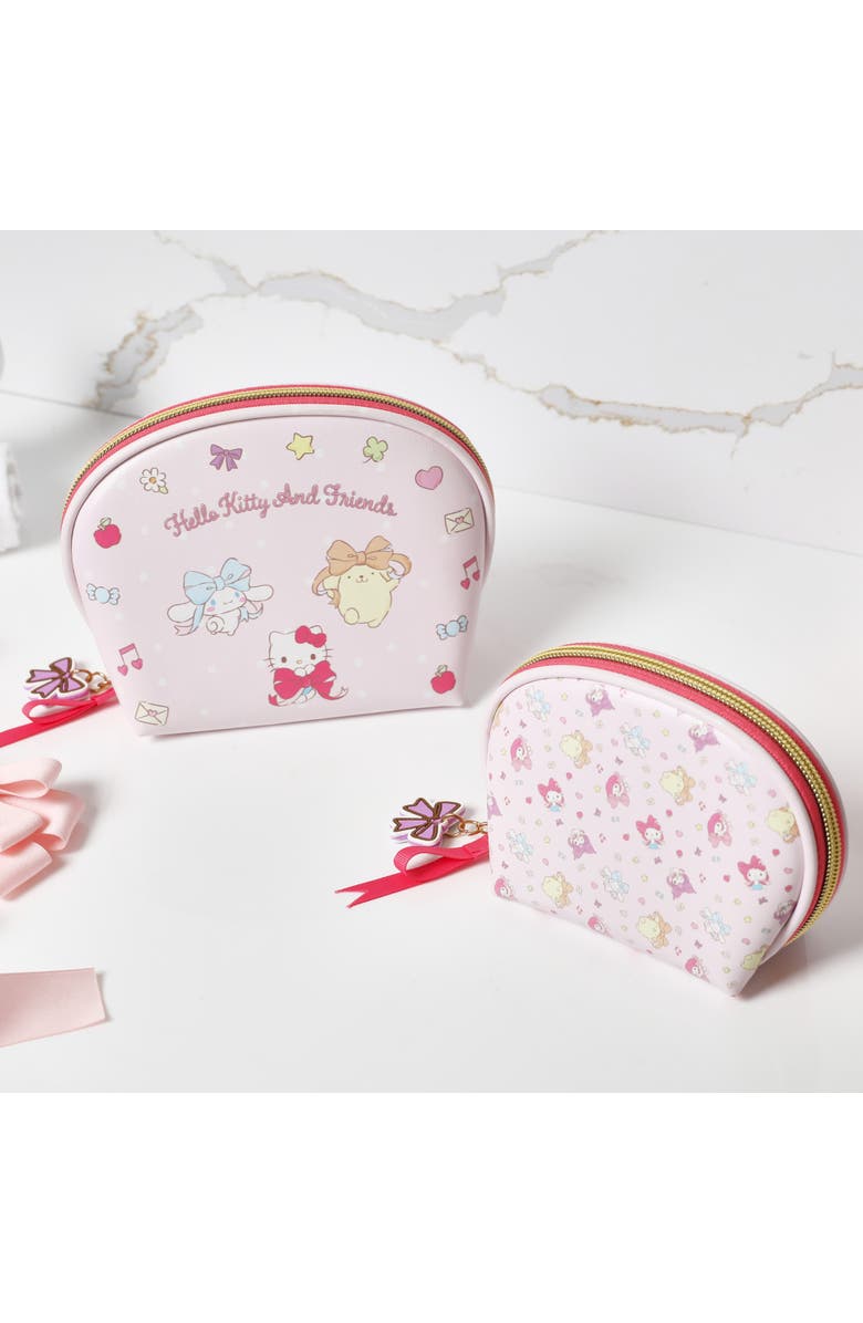 Hello Kitty Large and Small Dome Cosmetic Travel Bag Set, Alternate, color, Pink