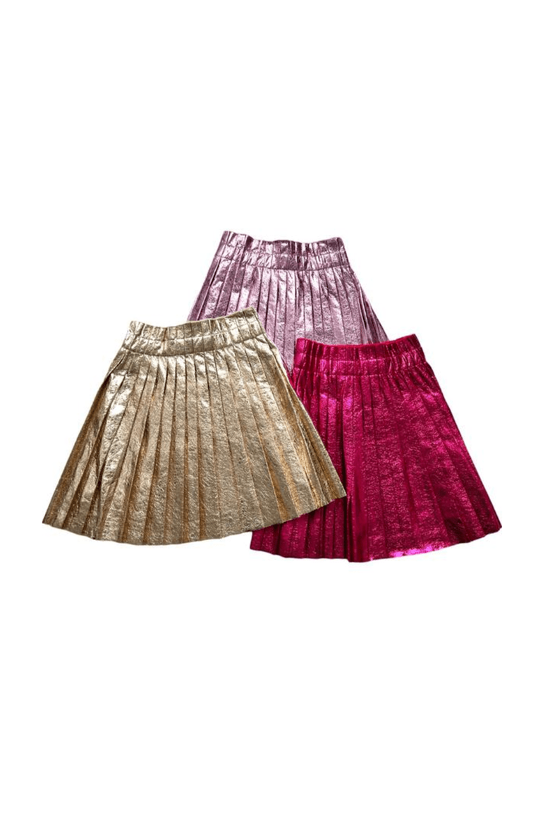 Foil Pleated Skirt, Alternate, color, Pink