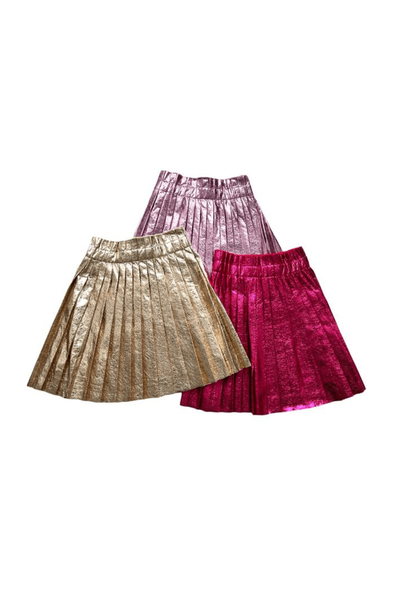 Lola + The Boys Foil Pleated Skirt, Alternate, color, Pink