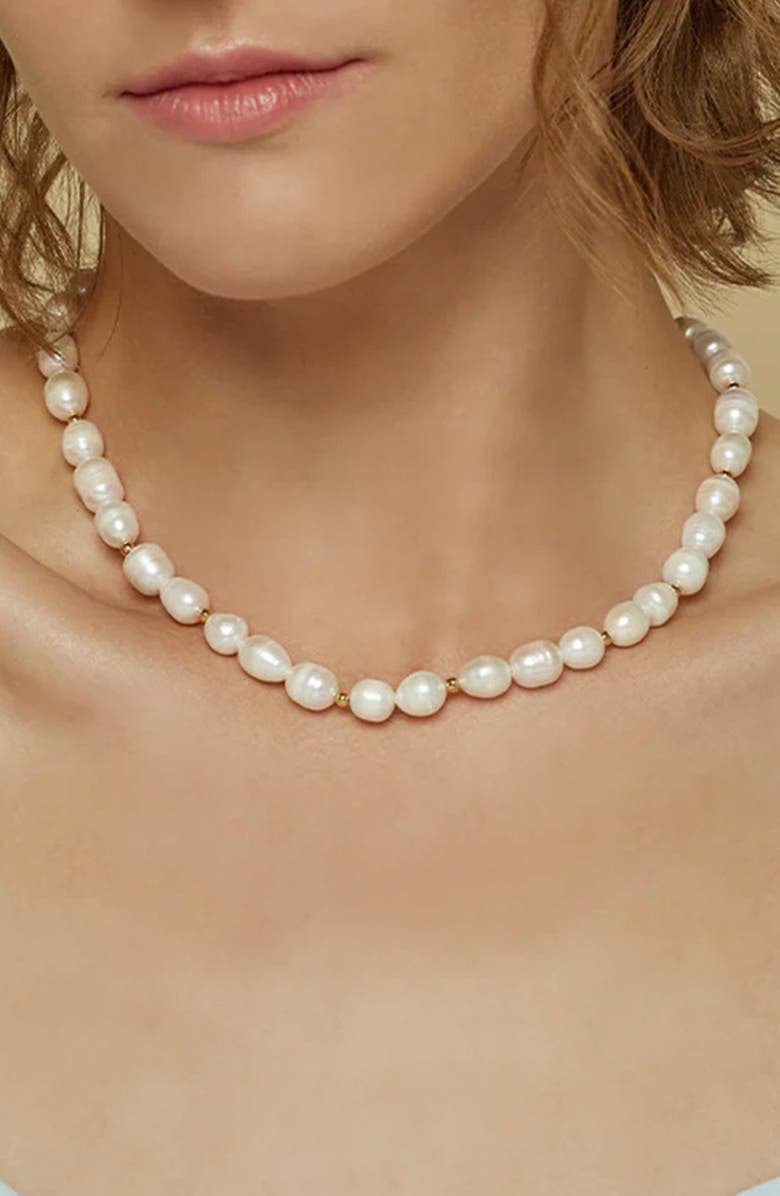 Bearfruit Jewelry Eternal Spring Cultured Pearl Necklace & Bracelet Set, Alternate, color, Gold