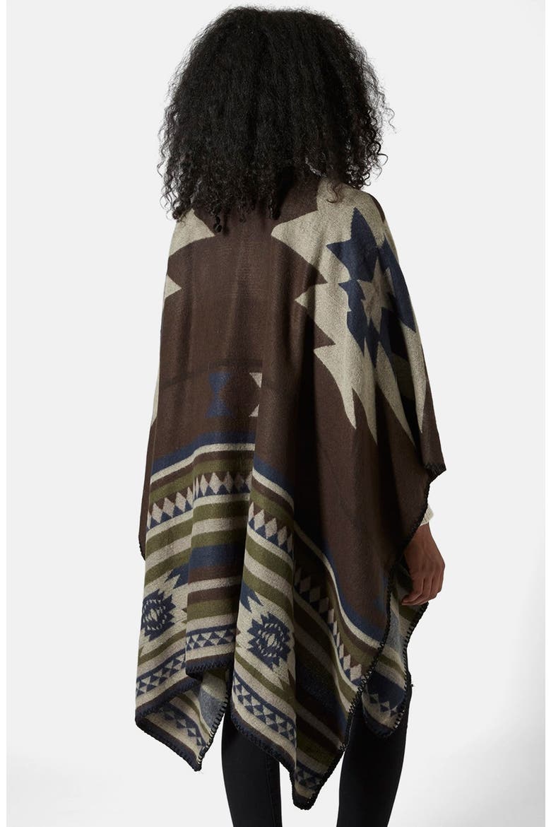Geo Print Poncho, Alternate, color, BROWN