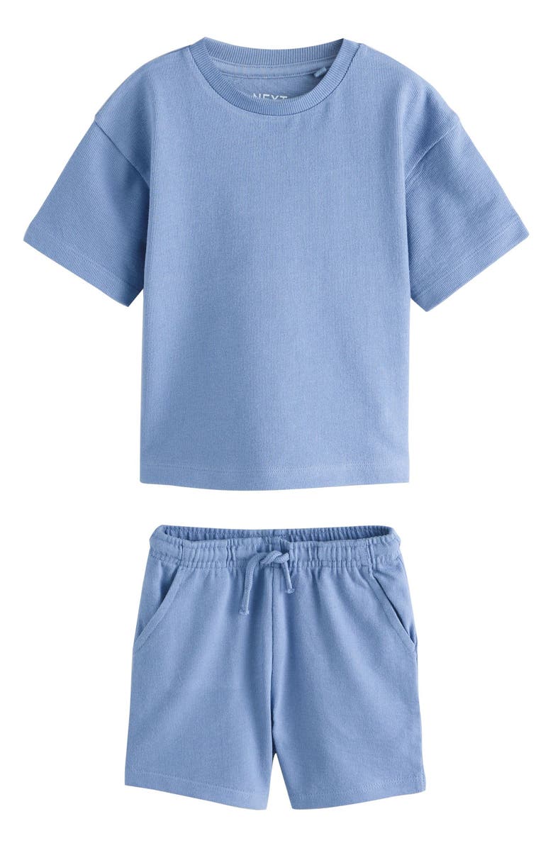 NEXT Kids' Plain T-Shirt & Shorts Set, Main, color, Blue