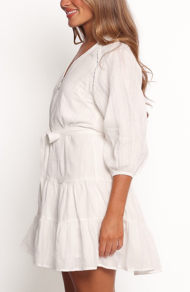 Petal & Pup Alex Tie Waist Flare Minidress, Alternate, color, White
