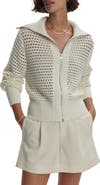 Varley Eloise Open Stitch Cotton Zip-Up Cardigan
