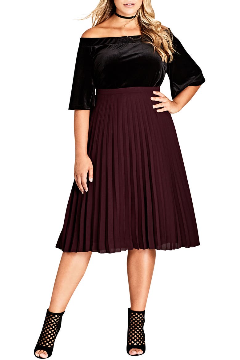 Sheer Pleat Skirt, Main, color, OX BLOOD