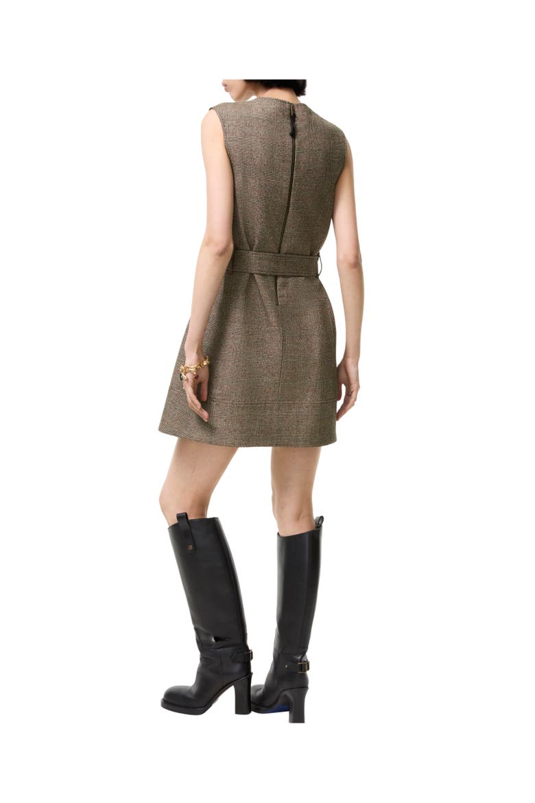 Check Wool Linen Blend Dress, Alternate, color, Soap beige/brown
