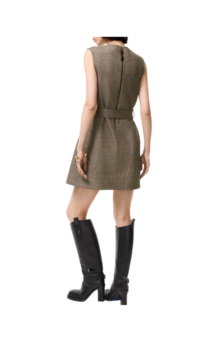 Burberry Check Wool Linen Blend Dress, Alternate, color, Soap Beige/Brown