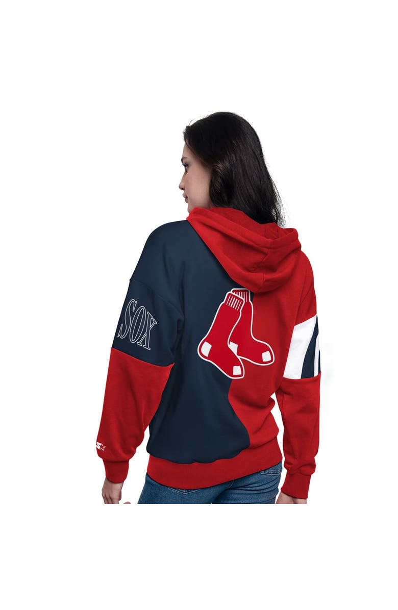 STARTER Women's Starter Navy/Red Boston Red Sox Curve Ball Full Zip Hoodie Sweatshirt, Alternate, color, Navy
