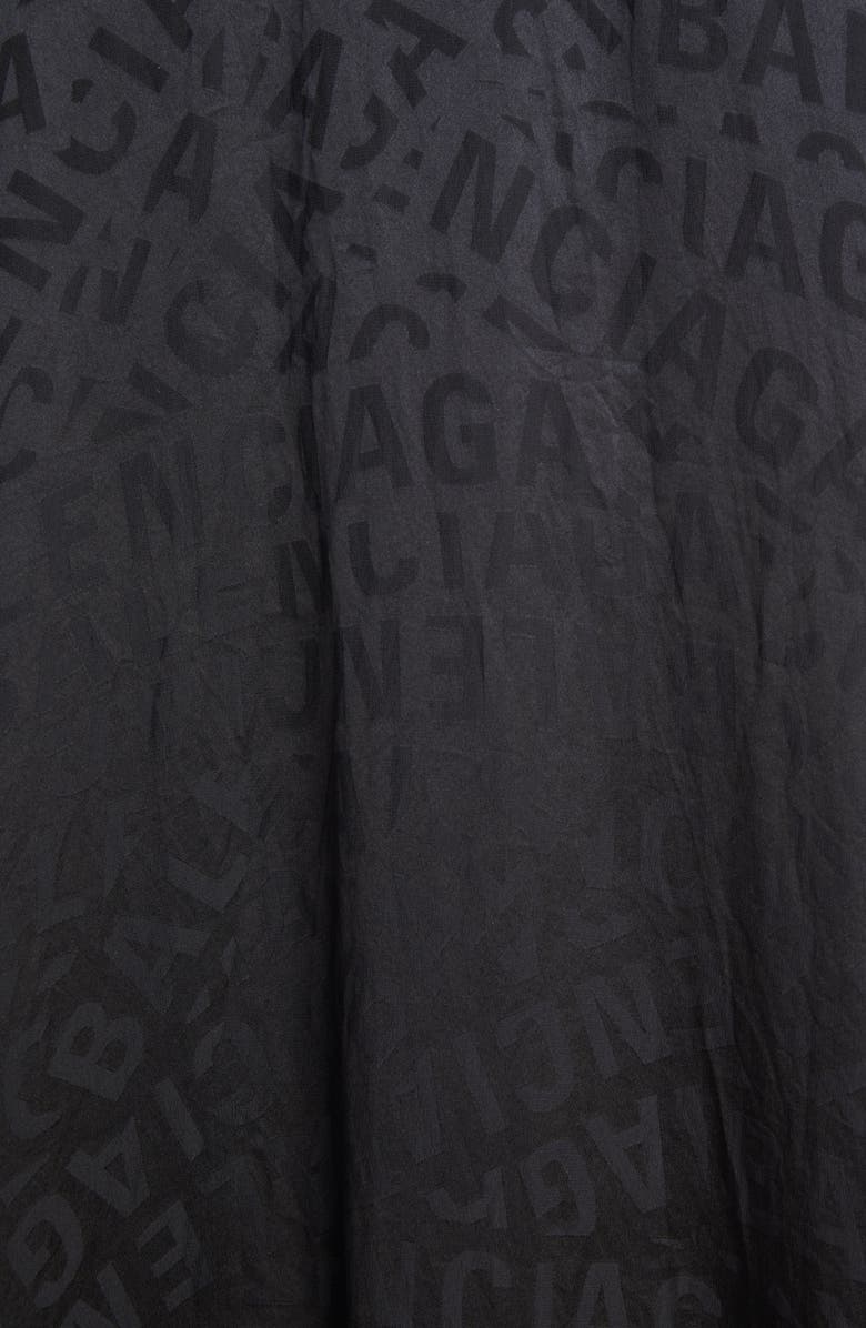 Balenciaga Cape Sleeve Jacquard Logo Silk Dress, Alternate, color, 