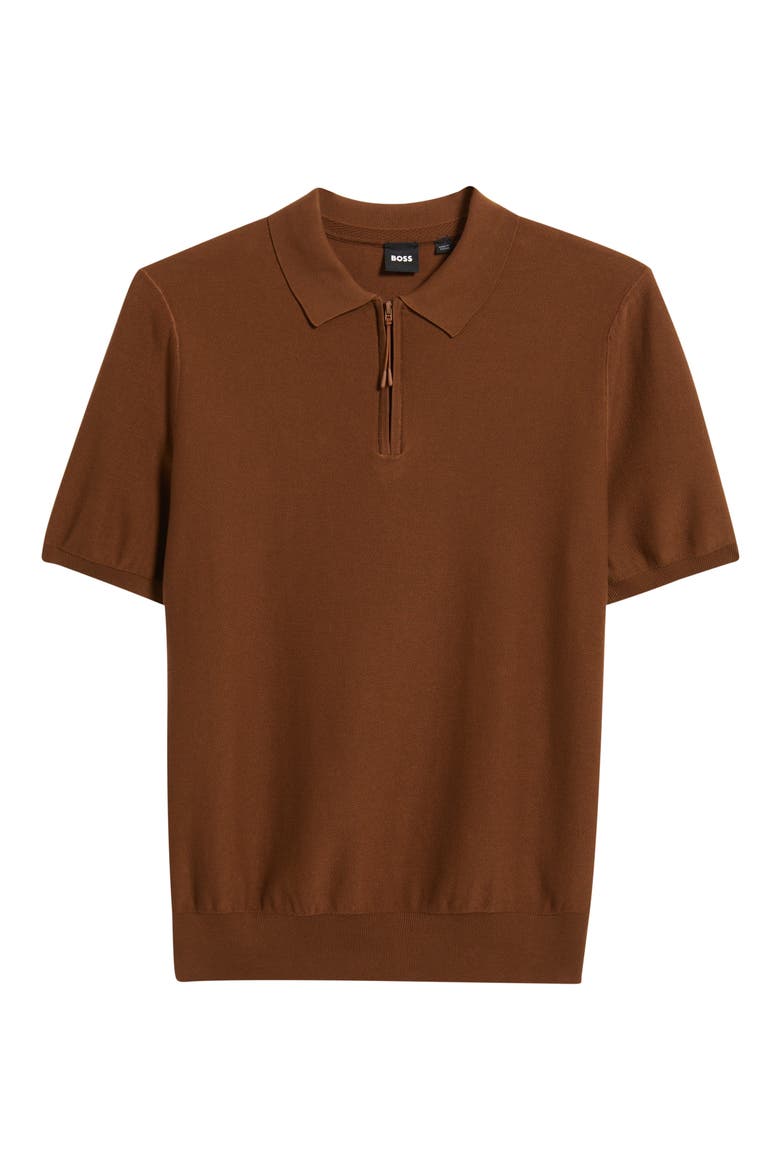 Imartino Piqué Zip Polo, Alternate, color, MEDIUM BROWN