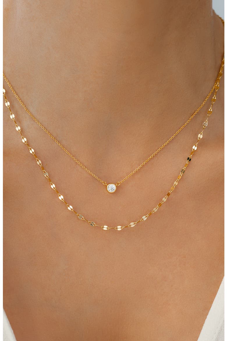 Classic Bezel Necklace and Petal Chain Set, Alternate, color, 925 Sterling Silver