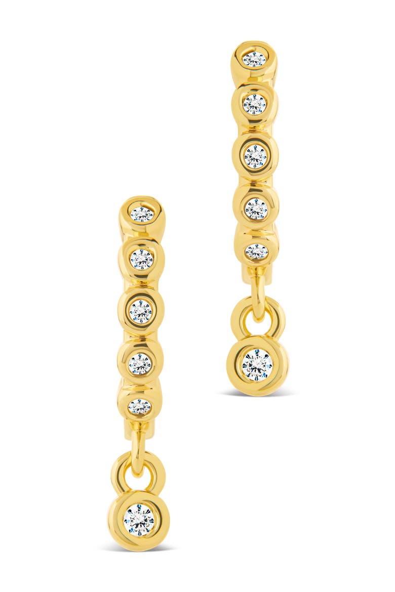 Bezel Cubic Zirconia Huggie Hoop Earrings, Alternate, color, GOLD