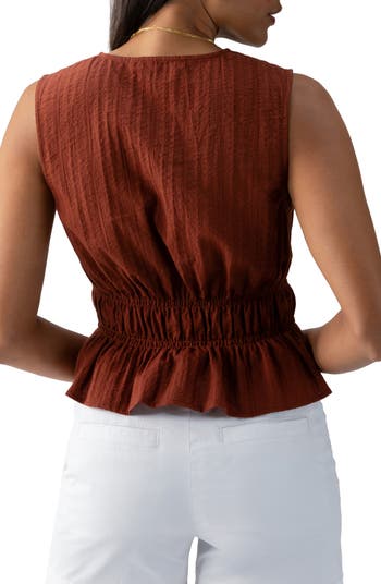 Sanctuary Shirred Cotton Dobby Button-Up Top | Nordstromrack