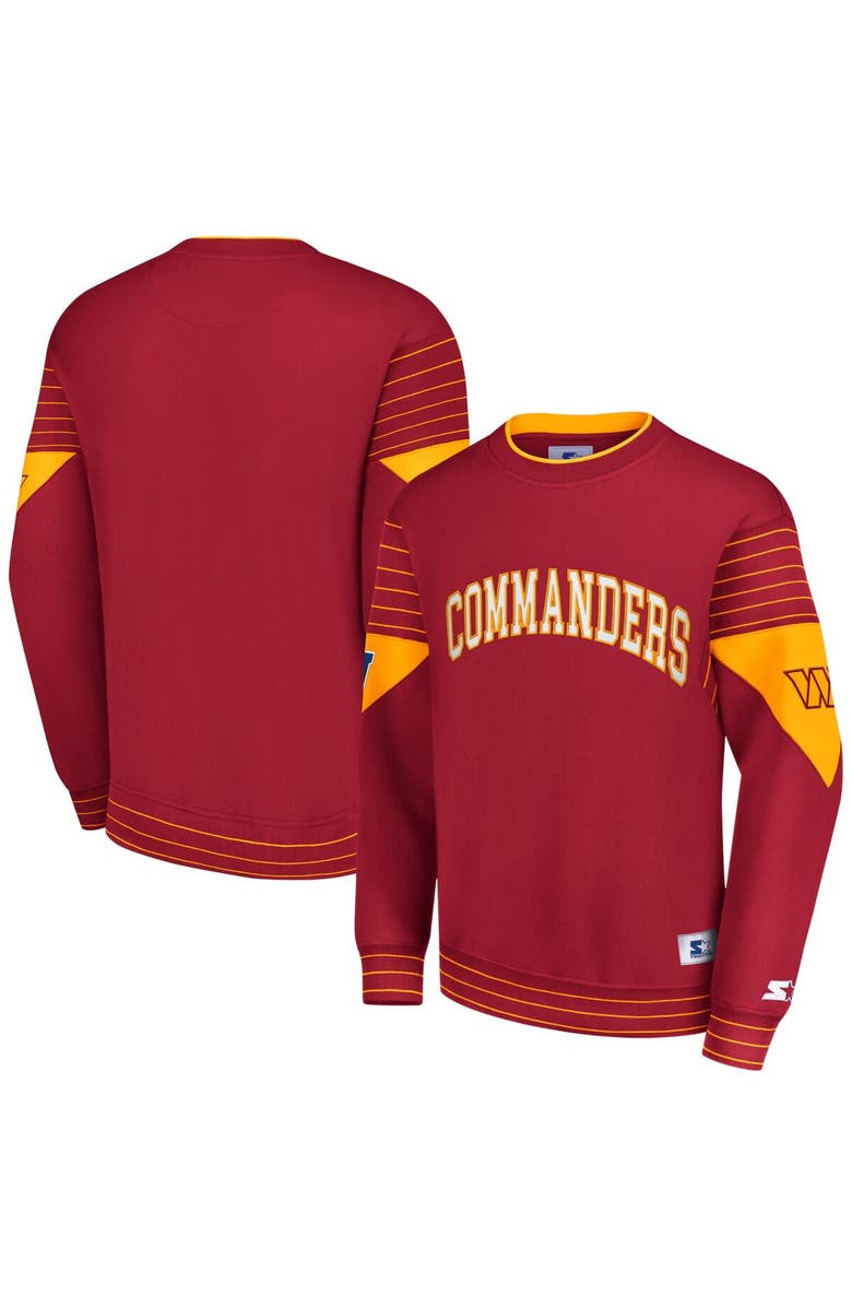 STARTER Men's Starter Burgundy Washington Commanders Face-Off Pullover Sweatshirt, Main, color,