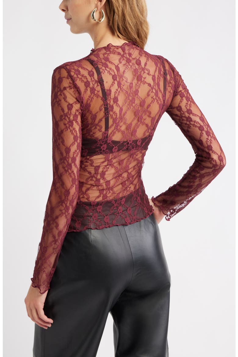 Floral Stretch Lace Top, Alternate, color, BURGUNDY TANNIN