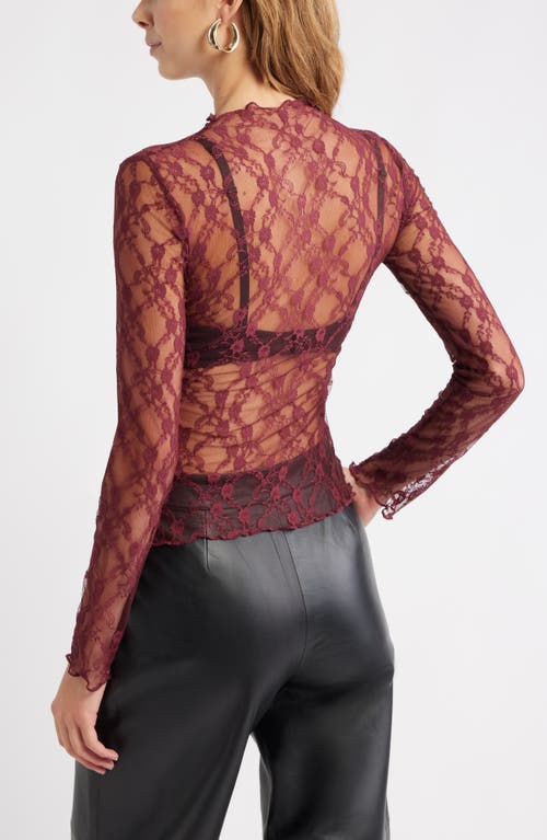 Open Edit Floral Stretch Lace Top In Red