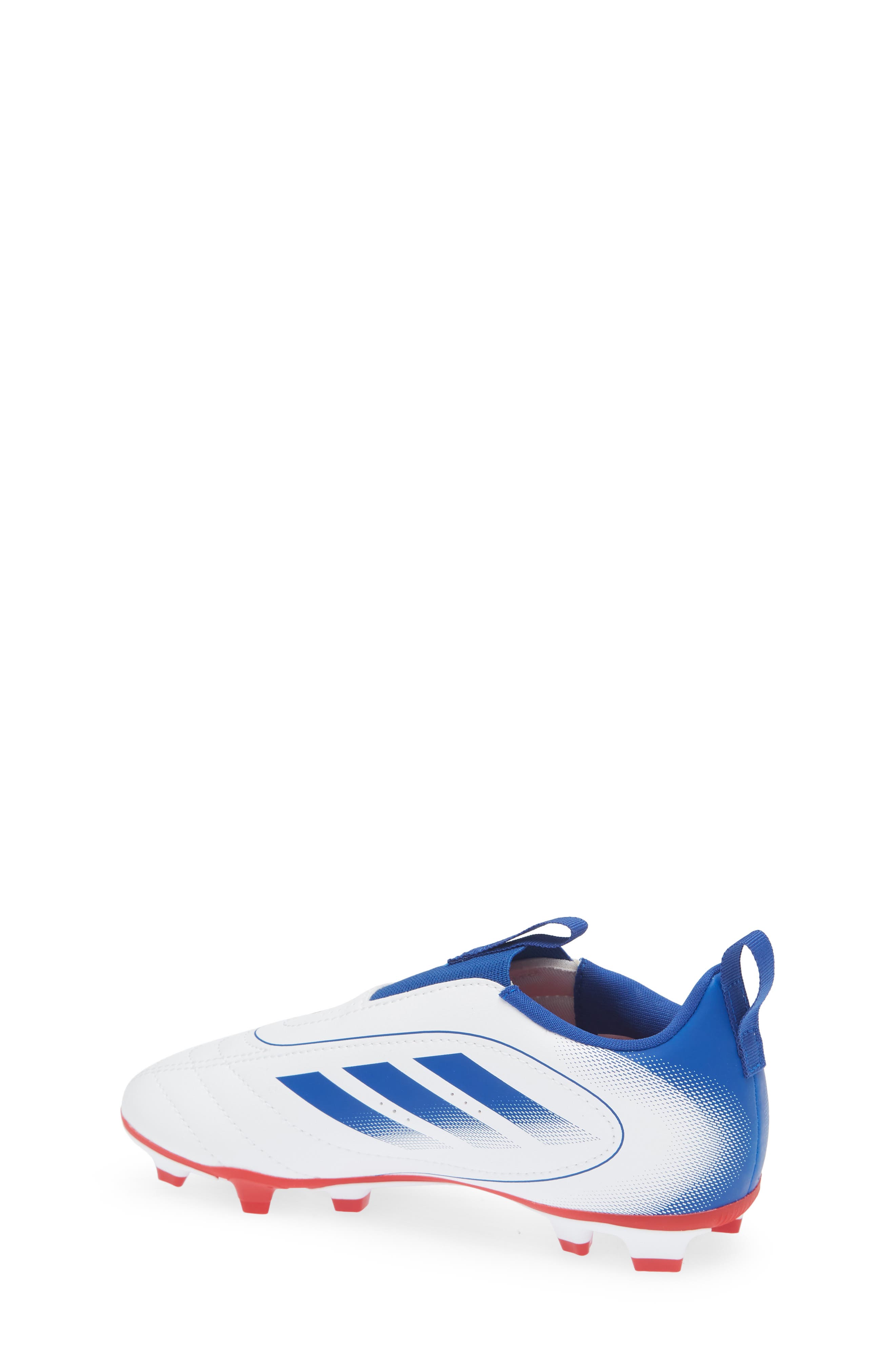 Kids' Goletto IX Laceless Socker Cleat, Alternate, color, WHITE/ ROYAL BLUE/ SCARLET