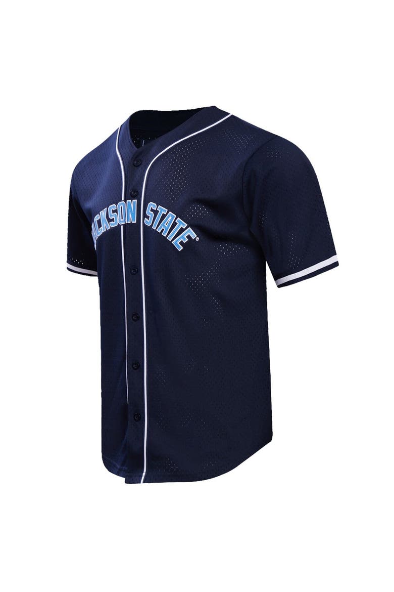 Men's Pro Standard Navy Jackson State Tigers Homecoming Mesh Button-Down Shirt, Alternate, color, Navy