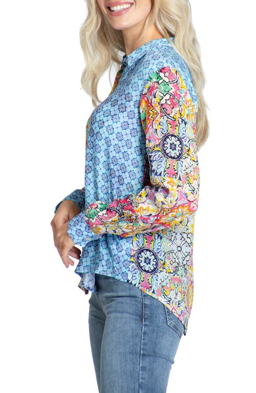 Apny Patchwork Chiffon Button-up Shirt In Yellow Multi
