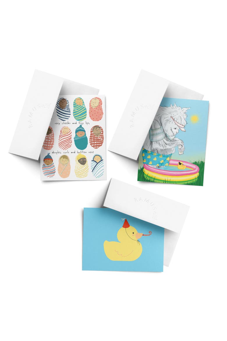 Baby Greeting Card Pack (3ct) "Yeti, Duck, Babies", Main, color, Multi-Pack