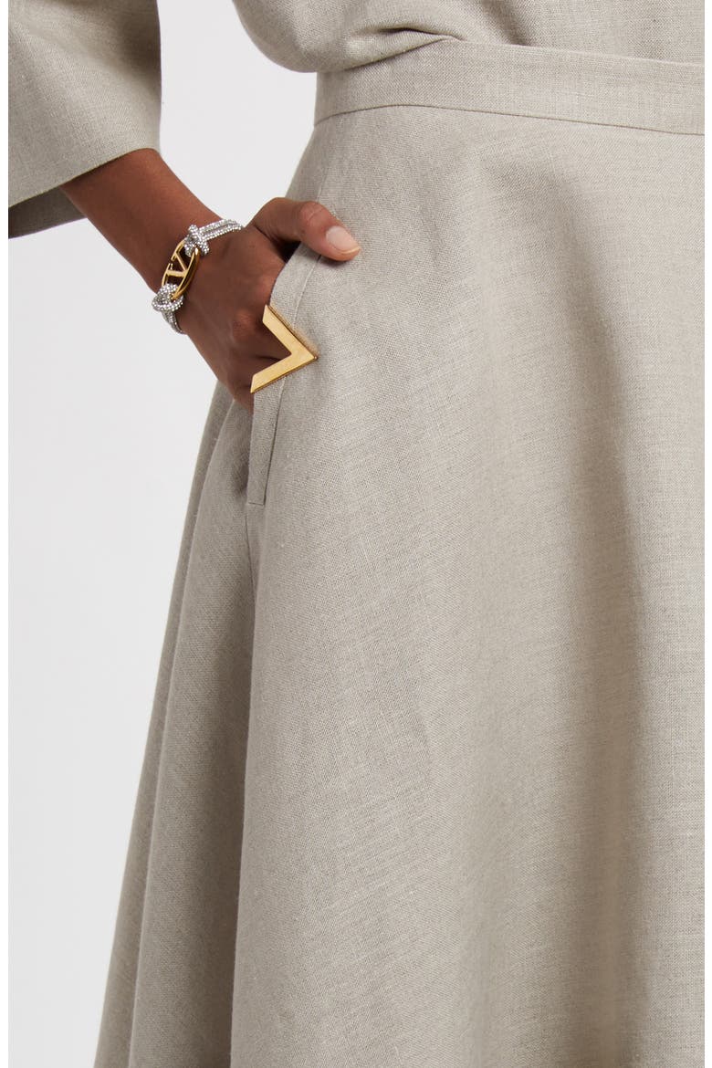 A-Line Flax Midi Skirt, Alternate, color, BEIGE GRAVEL