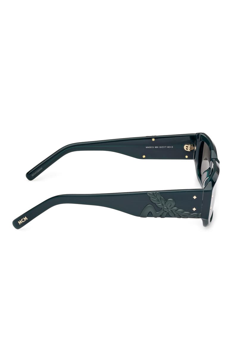 53mm Rectangular Sunglasses, Alternate, color, SHINY DARK GREEN / GREEN