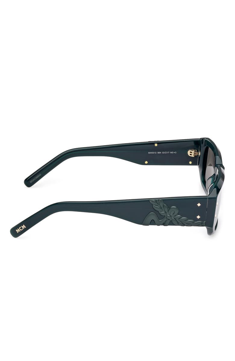 MCM 53mm Rectangular Sunglasses, Alternate, color, Shiny Dark Green / Green