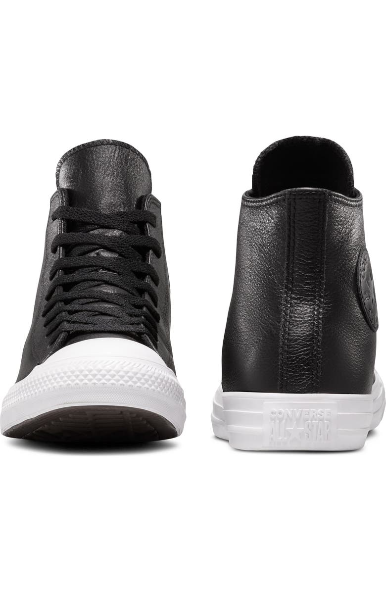 Converse Chuck Taylor<sup>®</sup> All Star<sup>®</sup> Water Repellent Leather High Top Sneaker, Alternate, color, Black/ Black/ White