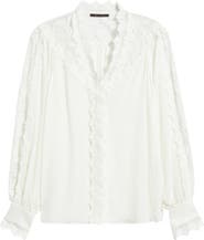 KOBI HALPERIN Miguel Lace Trim Silk Button-Up Shirt