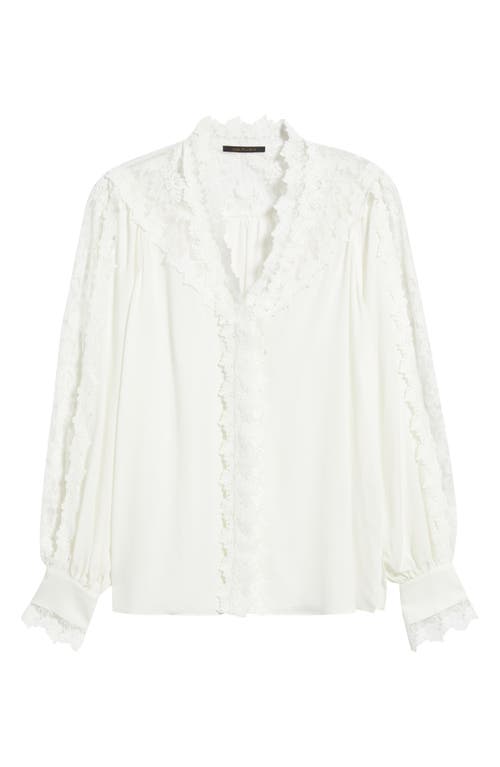 Kobi Halperin Miguel Lace Trim Silk Button-up Shirt In White