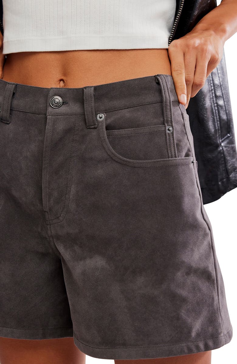 Free People Tippi Faux Suede Shorts, Alternate, color, Dark Grey