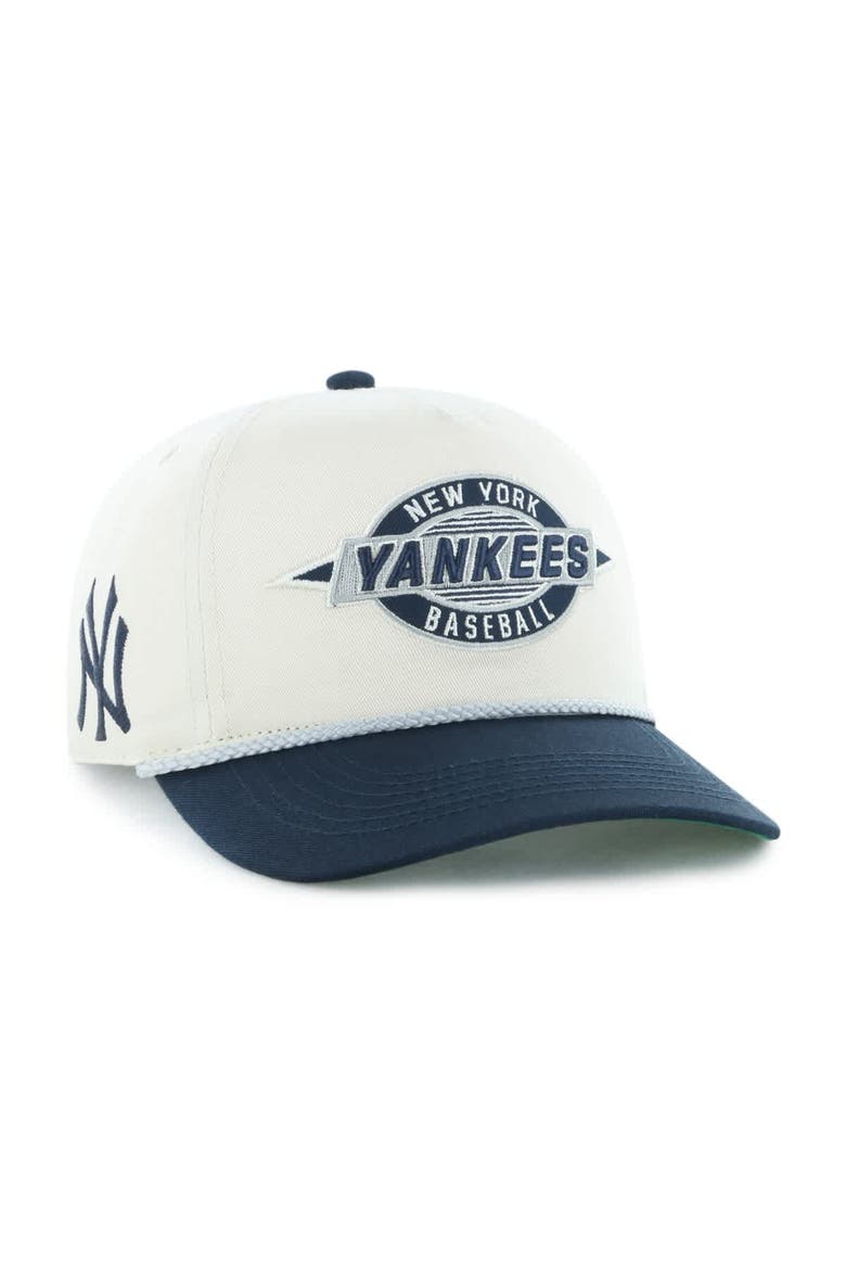 Men's '47 Natural/Navy New York Yankees Frame Out Hitch Adjustable Hat, Main, color, Natural