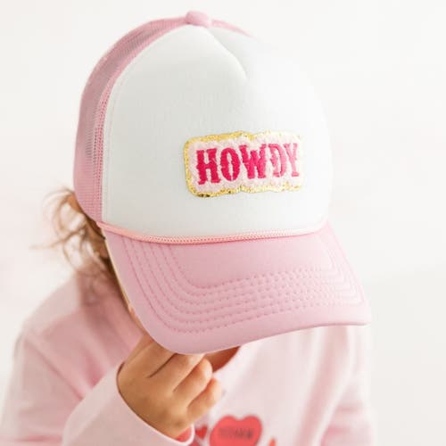 Sweet Wink Howdy Patch Trucker Hat In Pink/white