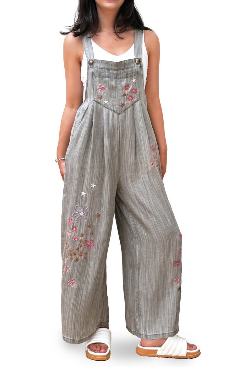 In Full Bloom Denim Overalls, Main, color, PERFECT GREY