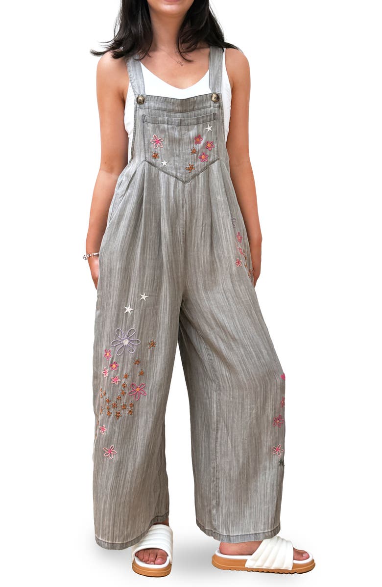 Billy T In Full Bloom Denim Overalls, Main, color, Perfect Grey