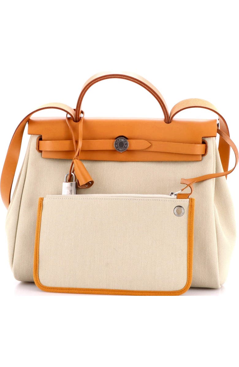 Pre-Owned Hermes Herbag Zip Leather and Toile 31, Alternate, color, Beton