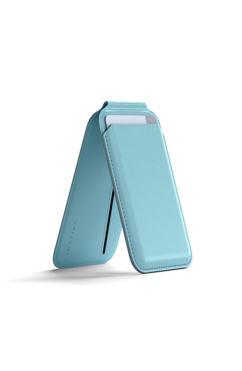 Satechi Vegan-Leather Magnetic Wallet Stand, Main, color, Light Blue
