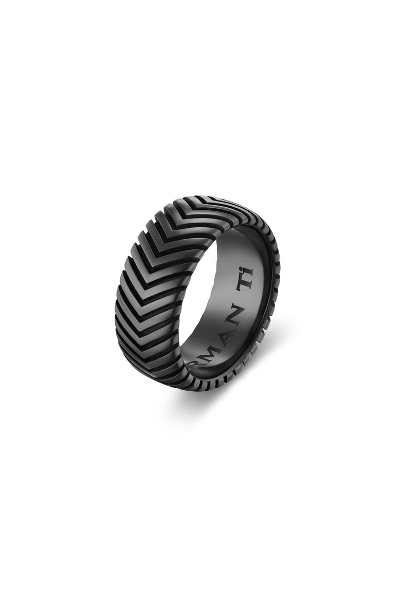 David Yurman Men's Chevron Band Ring in Black Titanium, 10mm, Alternate, color, Black