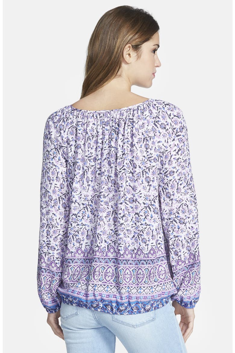 Border Print Peasant Top, Alternate, color, PURPLE MULTI