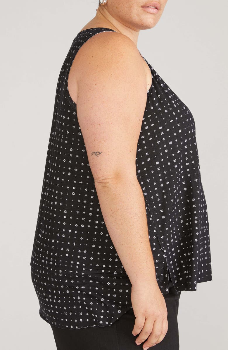 Universal Standard Hudson Liquid Jersey High-Low Tank Top, Alternate, color, Galactic Print In Black