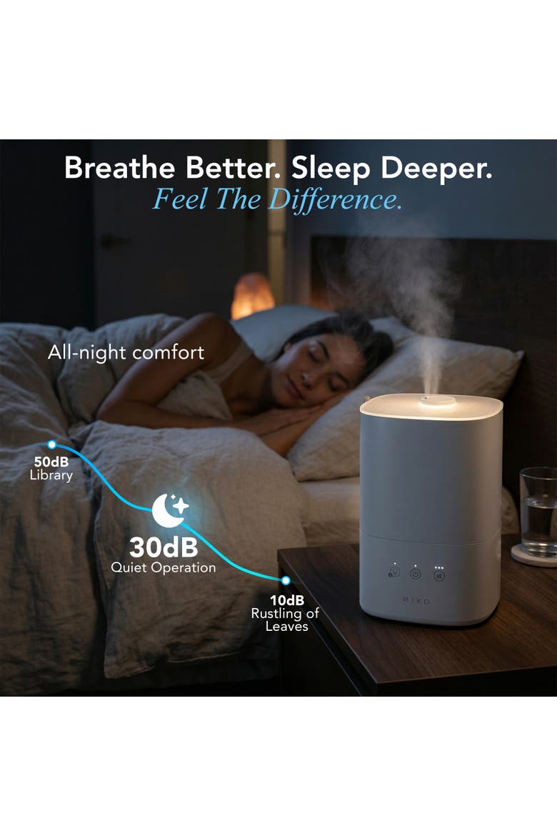 Breeze 3-Speed White Ultrasonic Cool Mist Humidifier with Top-Fill Tank and Aroma Tray, Alternate, color, White