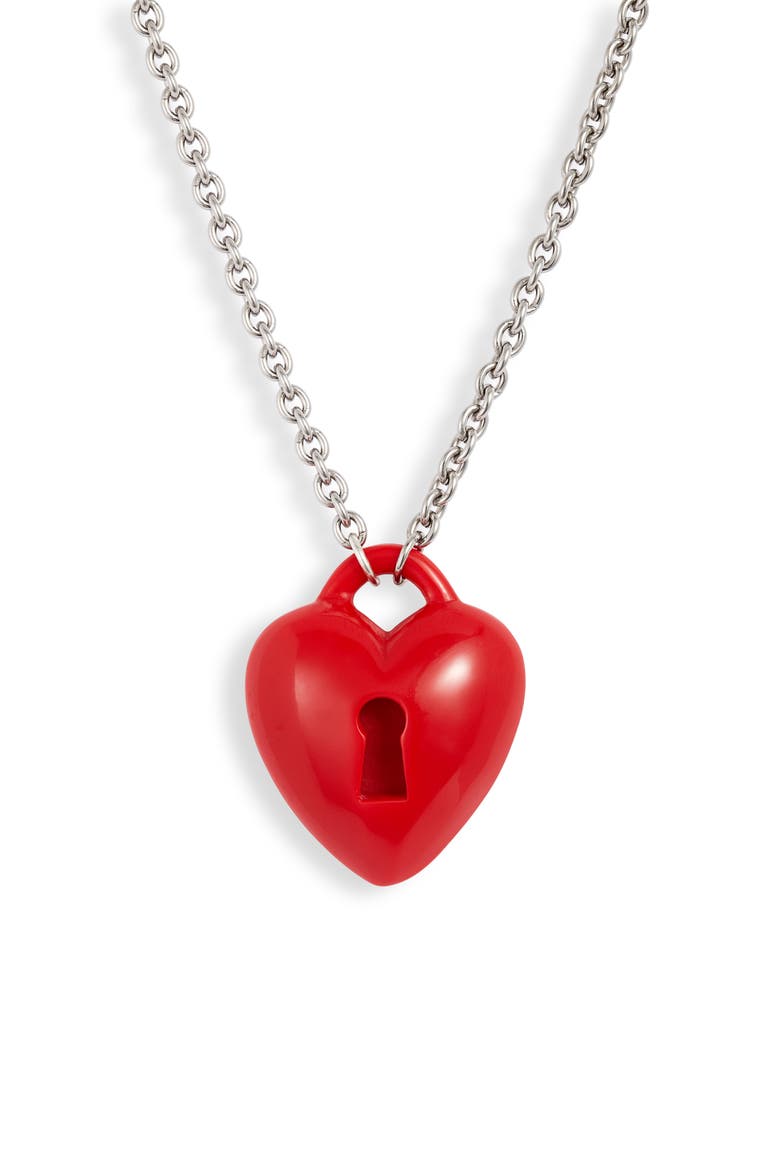Key To My Heart Necklace, Main, color, RED