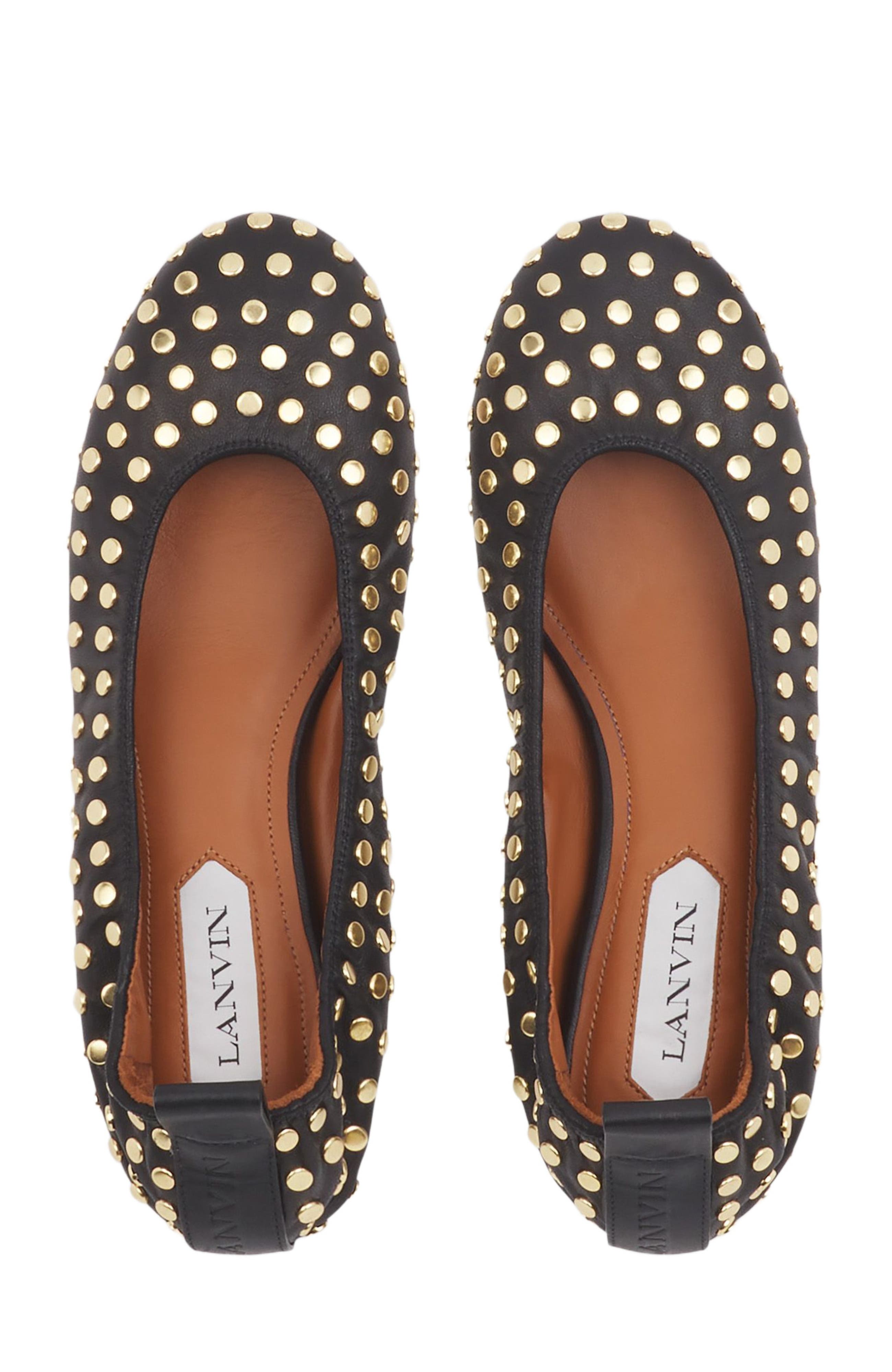 Lanvin THE LEATHER BALLERINA FLAT WITH STUDS, Alternate, color, 